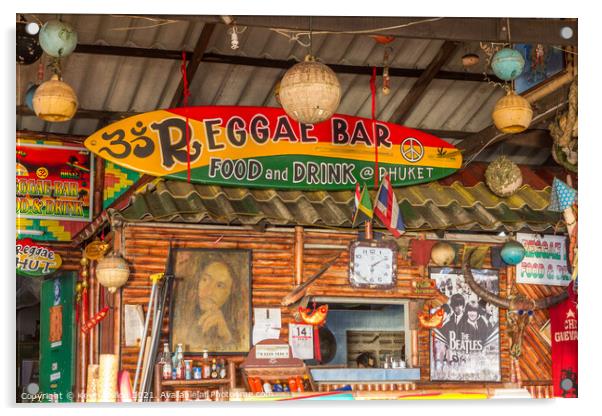Reggae Bar, Laypang Beach Acrylic by Kevin Hellon