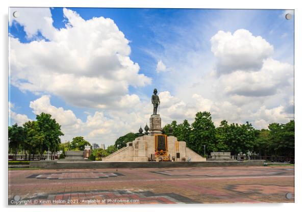 Statue of King Rama IV outside Lumphini park, Bangkok, Thailand. Acrylic by Kevin Hellon