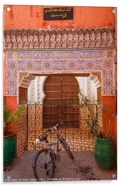 Moroccan doorway and bicycle Acrylic by Kevin Hellon