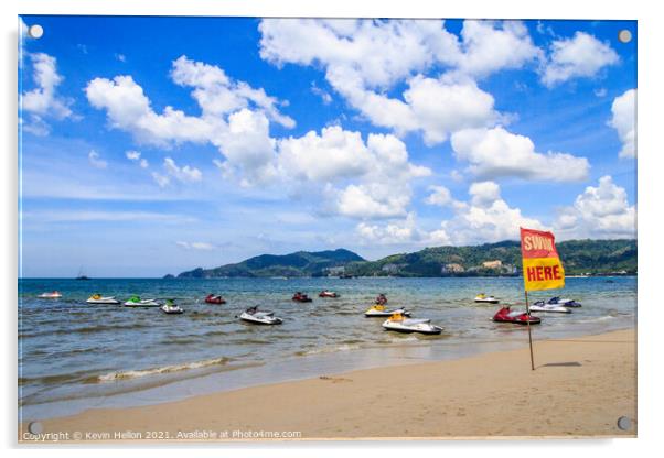 Swimming zone on Patong beach Acrylic by Kevin Hellon