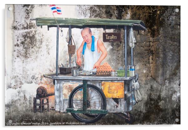 Wall mural of street food vendor Acrylic by Kevin Hellon