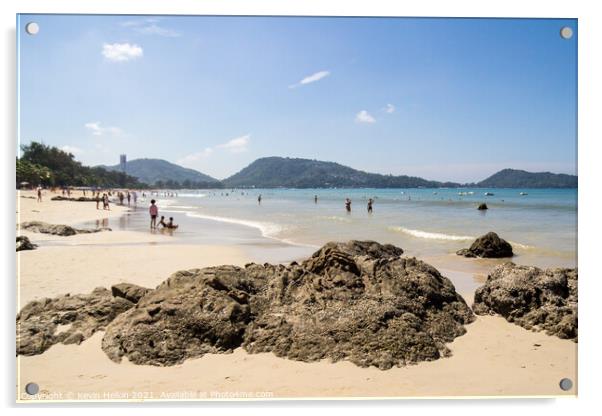 The north end of Patong beach Acrylic by Kevin Hellon