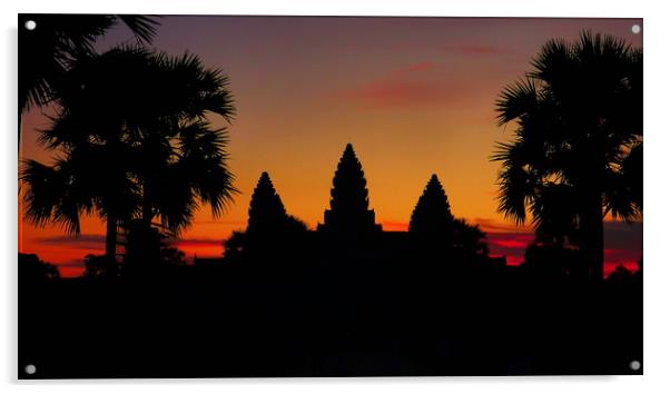 Ankor Wat, Cambobia, Sunrise,  Acrylic by Lee Clark