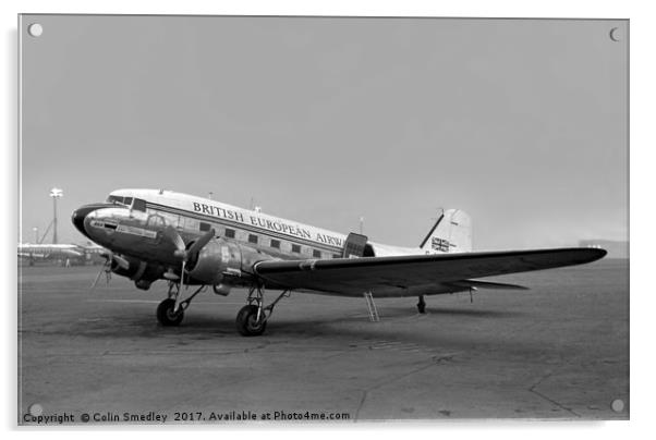 BEA DC-3 Dakota III G-AHCX Acrylic by Colin Smedley