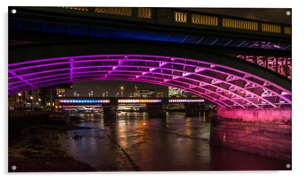 Night Under Southwark Bridge Acrylic by Mike Lanning