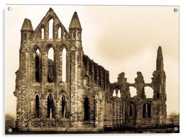 Whitby Abbey - Antique Postcard Acrylic by Mike Lanning