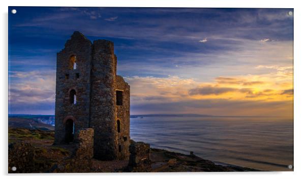 Wheal Coates at Sunset Acrylic by Mike Lanning