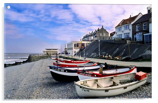 Fishing Boats on pebbled beach Acrylic by Bob Walker