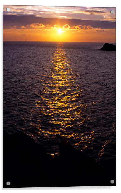Sunset on the sea Acrylic by Bob Walker