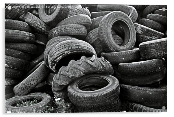 Pile of old tyres Acrylic by Bob Walker