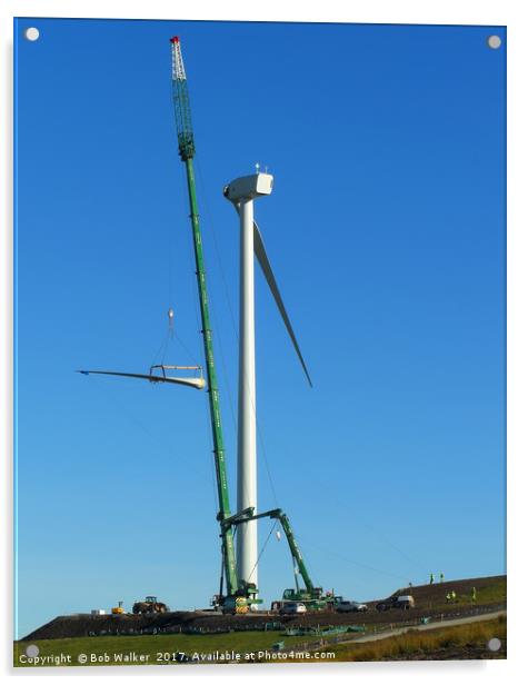 Wind Turbine Blade Installation Acrylic by Bob Walker