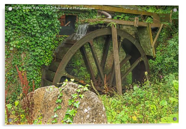Water Wheel - Melinsey Mill Acrylic by Bob Walker