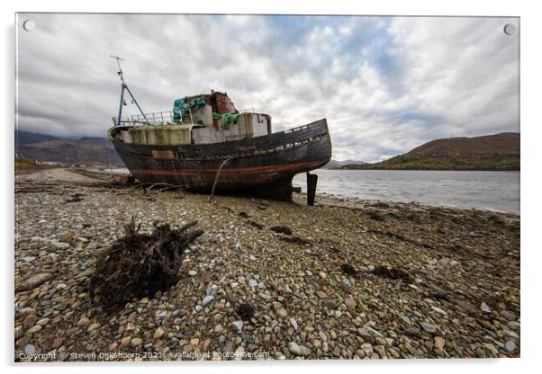 An abandoned boat at Fort William in Scotland Acrylic by Steven Dijkshoorn