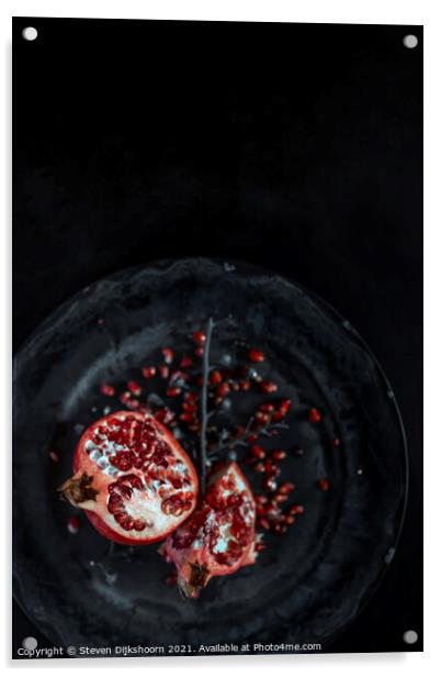 Still Life Pomegranate Acrylic by Steven Dijkshoorn