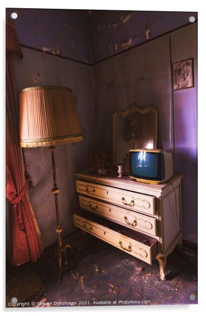 An old tv lamp and dresser Acrylic by Steven Dijkshoorn