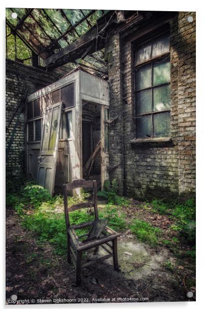 A lonely chair in an abandoned factory in Belgium Acrylic by Steven Dijkshoorn