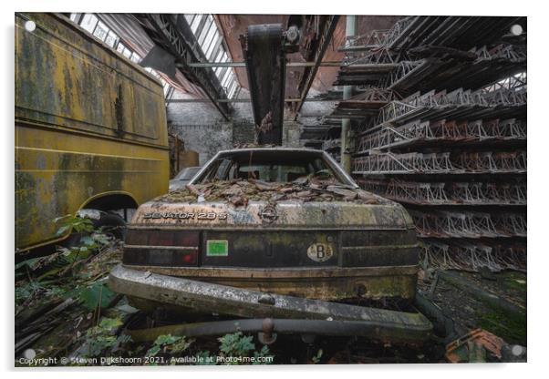 An old and abandoned car Acrylic by Steven Dijkshoorn