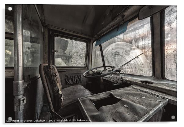 The inside of a far reaching bus urbex exploration Acrylic by Steven Dijkshoorn