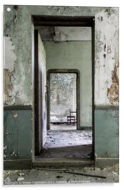 A see through green doors in an abandoned castle Acrylic by Steven Dijkshoorn