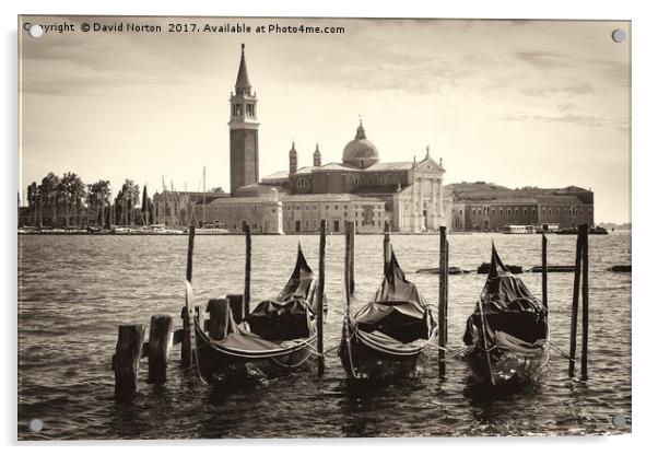 Venice in sepia tone Acrylic by David Michael Norton