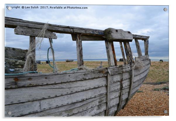 Abandoned boat at Dungeness in colour Acrylic by Lee Sulsh