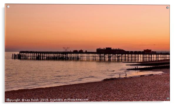 Hastings pier at Sunset Acrylic by Lee Sulsh