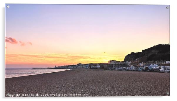 Hastings Beach at Sunset Acrylic by Lee Sulsh