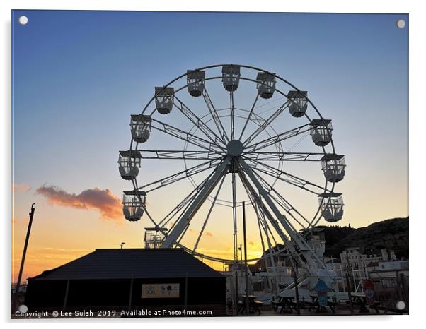 Ferris wheel at sunset Acrylic by Lee Sulsh