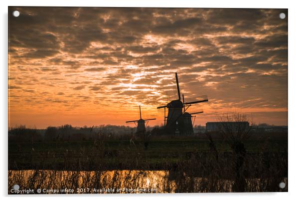 windmills in Kinderdijk Holland Acrylic by Chris Willemsen