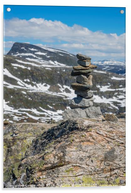 balanced stack of stones at dalsnibba Acrylic by Chris Willemsen