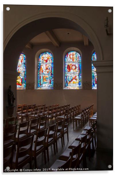windows from inside church  Acrylic by Chris Willemsen