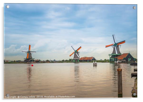 Windmill in zaandam Holland Acrylic by Chris Willemsen