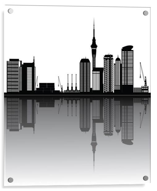 Auckland city skyline reflect Acrylic by Chris Willemsen