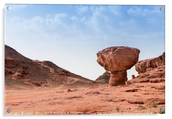the famous mushroom rock in timna national park in Acrylic by Chris Willemsen