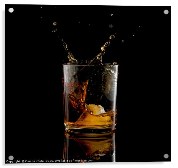 Splash in glass of whiskey and ice Acrylic by Chris Willemsen