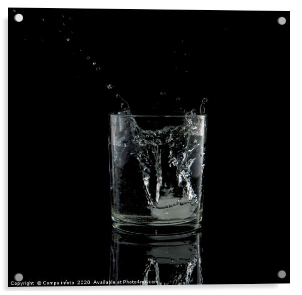 splash from a falling ice cube in glass of water Acrylic by Chris Willemsen