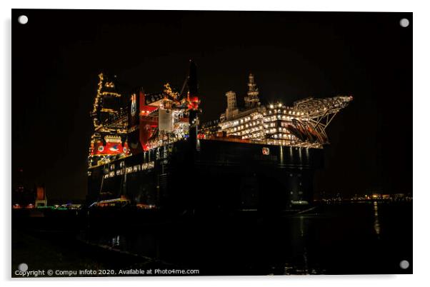 big crane vessel in rotterdam harbour Acrylic by Chris Willemsen