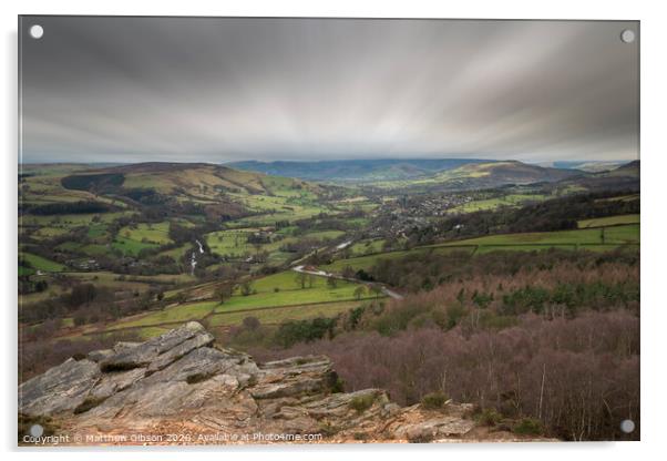 Dramatic moody Winter landscape image of Peak District in England during soft afternoon light Acrylic by Matthew Gibson