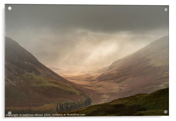 Stunning Autumn Fall landscape image of rain in valley in Lake District creating majestic lighting conditions Acrylic by Matthew Gibson