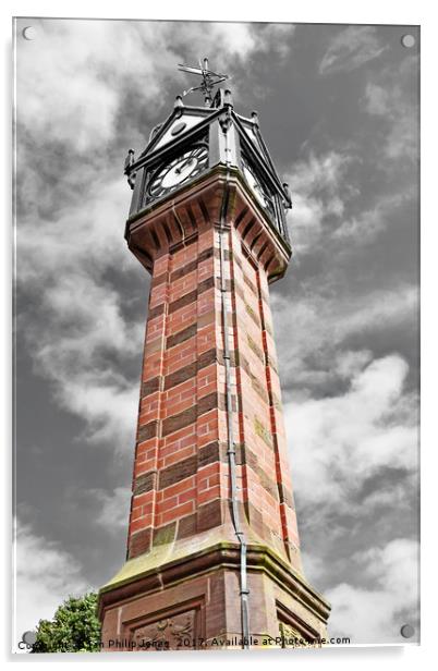 Clock Tower, Queens Park, Crewe. Acrylic by Ian Philip Jones