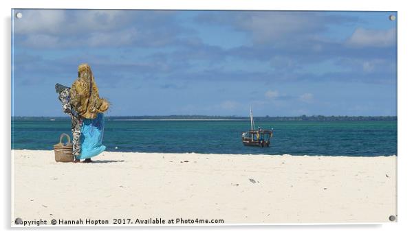 Zanzibari beachseller Acrylic by Hannah Hopton