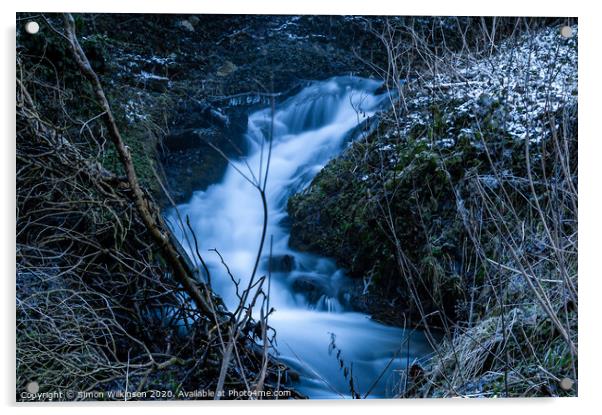 Winter Waterfall Acrylic by Simon Wilkinson