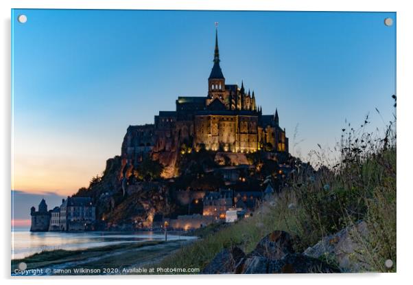 Mont Saint-Michel at Sunset Acrylic by Simon Wilkinson