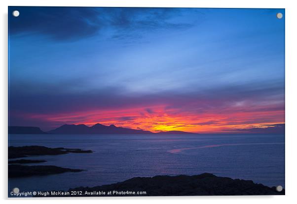 Sunset, Rum, Inner Hebrides, Scotland Acrylic by Hugh McKean