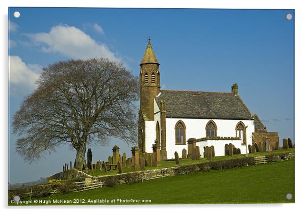 Building, Church, Mouswald, Dumfriesshire, Scotlan Acrylic by Hugh McKean