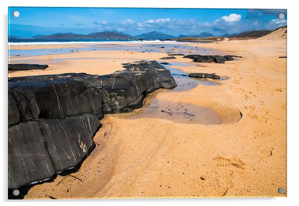 Landscape, Traigh Mhor beach, Finger of rock Acrylic by Hugh McKean