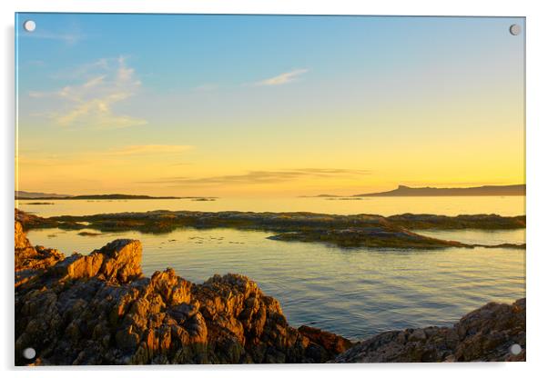 Evening sunlight, Eigg, Ardnamurchan, Sea, Sky Acrylic by Hugh McKean
