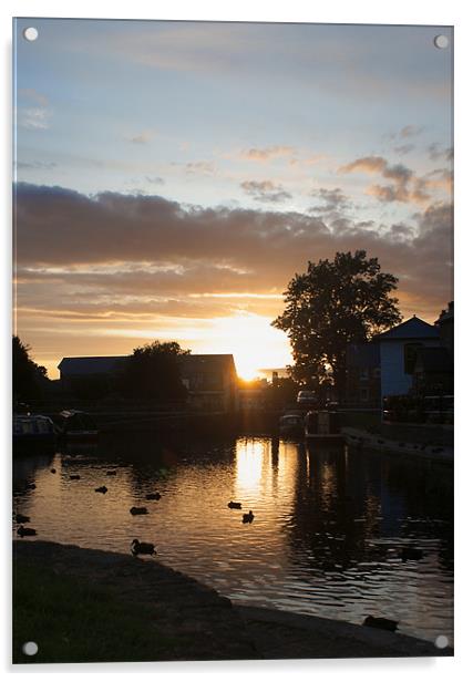 Sunset at Brecon Canal Basin Acrylic by David (Dai) Meacham