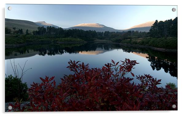 Lower Neuadd Reservoir at sundown Acrylic by David (Dai) Meacham