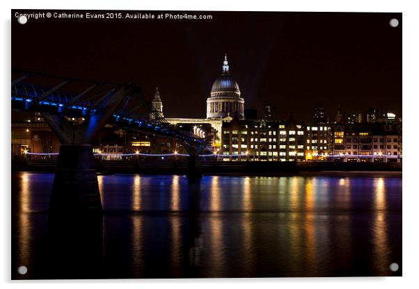  St Paul's Cathedral at Night Acrylic by Catherine Fowler